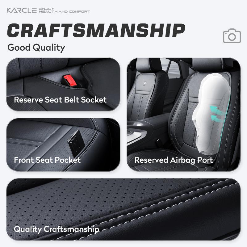PU Leather Car Seat Covers Full Set Breathable Hole Front Seat Cushion Adjustable Back Seat Protector Waterproof Car Accessory