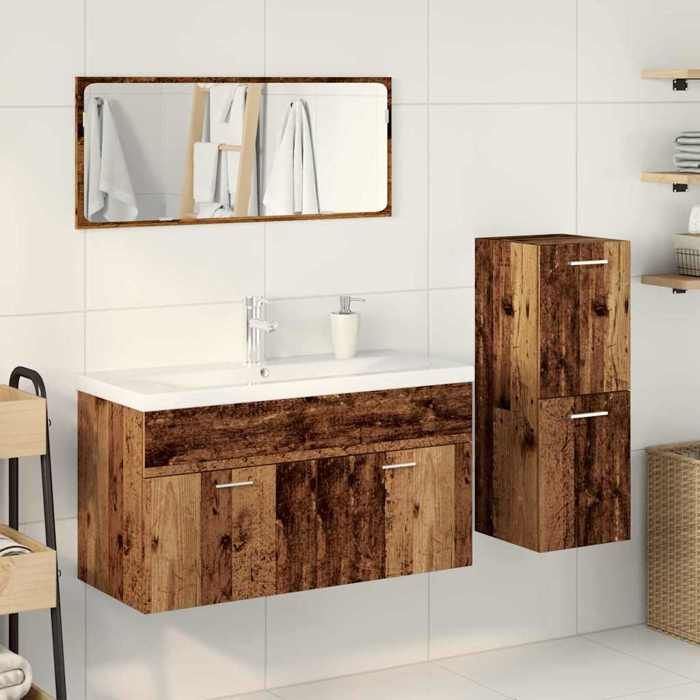 VidaXL Ensemble de meubles salle de bain 4 pcs bois d'ingénierie, armoire de salle de bain, placard de salle de bain, meuble 3328601
