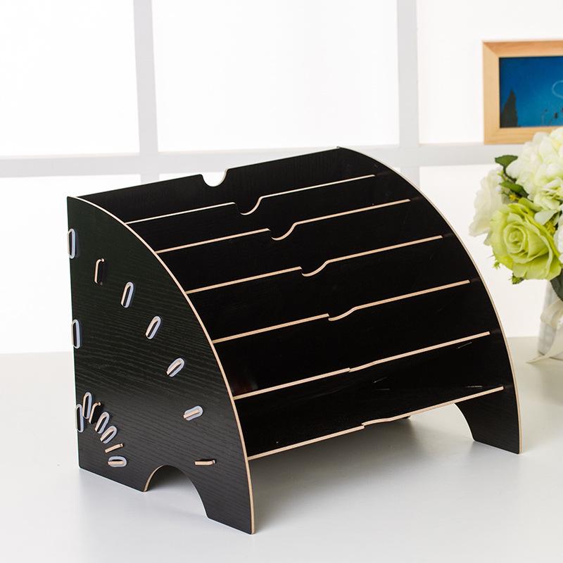 Multi-Layer Wooden Desktop Organizer for Office Supplies and A4 Documents