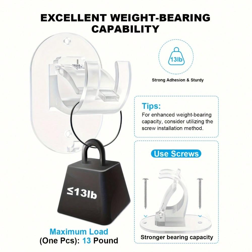 2Pcs Curtain Rod Hook Curtain Rod Clamp Holder Non-punching Paste Bracket Clip Cross Rod Door Curtain Telescopic Rod Adhesive Hook