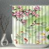 Chinese Flower And Bird Shower Curtain Green Plant Waterproof Cloth Polyester Bathroom  Curtains Home Suit With Hook