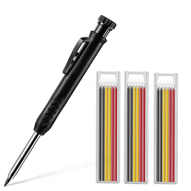 Solide Zimmermannbleistift-Minen Tiefloch-Mechanikstifte für Holz Glas Metall Markierwerkzeug-Set für Holzbearbeitung Architekt
