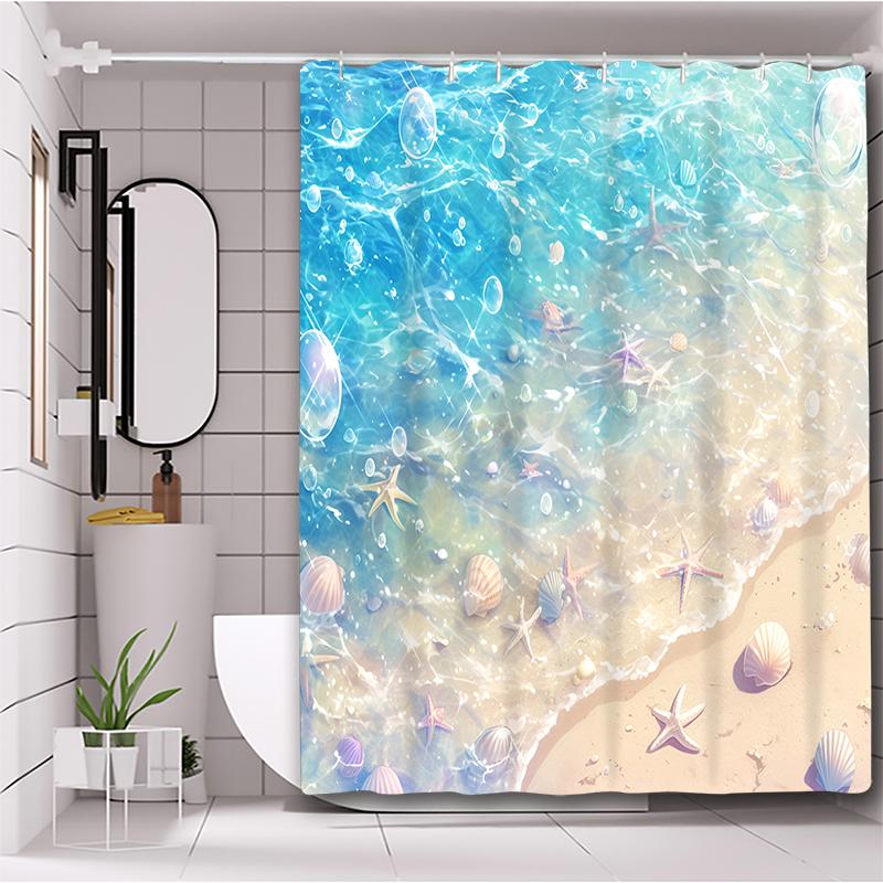Beach shells starfish Bathroom  Shower Curtain Waterproof fabric bathroom Curtain With 12 Hooks Sunflower Home Deco Free Ship