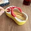 Cute Food Servering Bowl Ceramic Slipper Shape Mini French Fries Plate Flip Flops  Creative Ashtray Plate