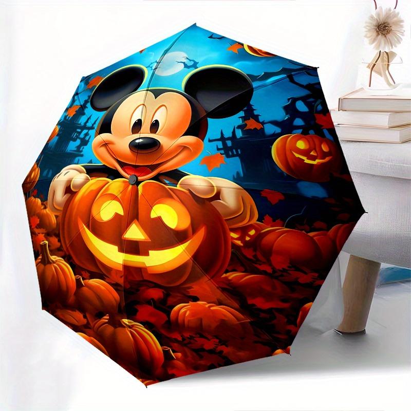 Disney Mickey Mouse, Halloween Themed automatic opening and closing folding umbrella, portable - durable, 8-rib umbrella frame, very suitabl