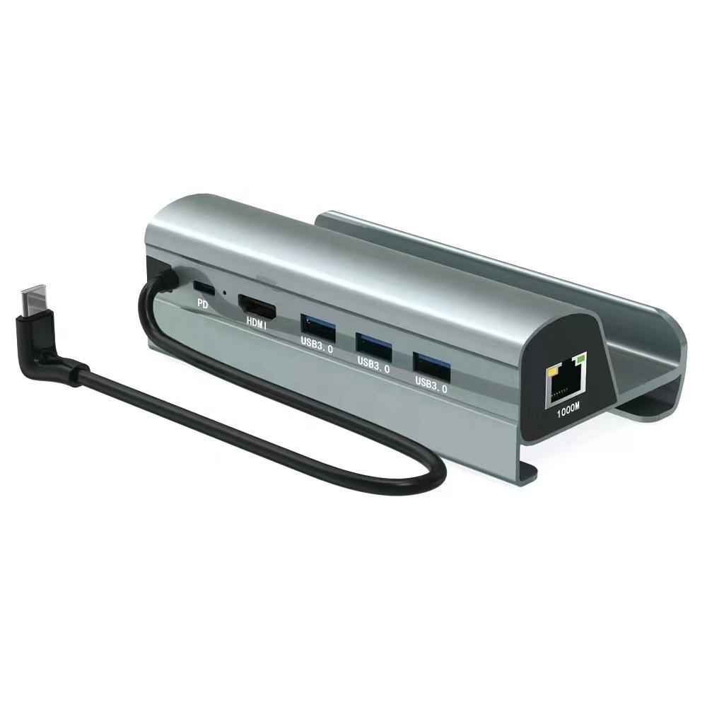 

6 in 1 Docking Station for Steam Deck, Steam Deck Dock with 4K HDMI ,3 USB 3.0, Gigabit Ethernet, PD Fast Charging сірий колір