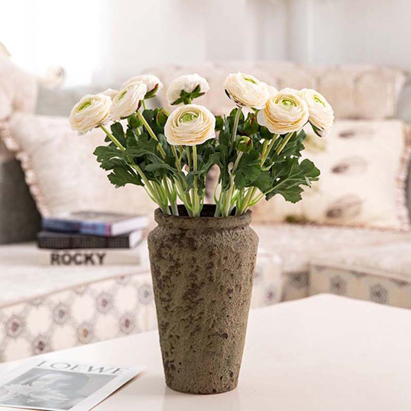 Imitation Flower Flocking with 2 Heads Peony for Home Decoration Artificial Flower Dew Lotus