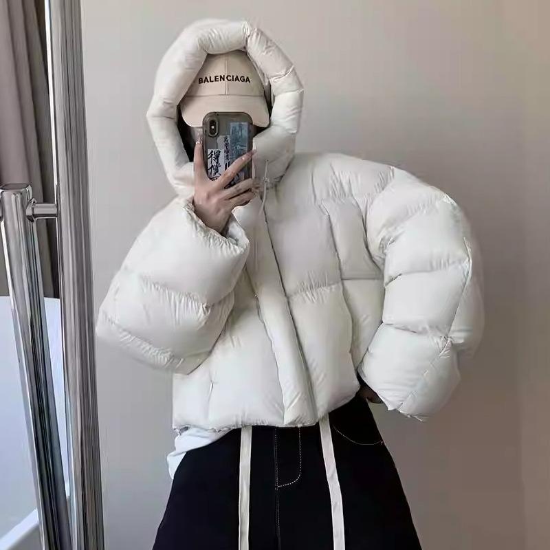 Chaqueta de Otoño para Mujer con Cuello Mock y Capucha, Invierno Gruesa Cálida Sólida Casual Acolchada de Algodón, Abrigo de Algodón Holgado Parkas Outerwear