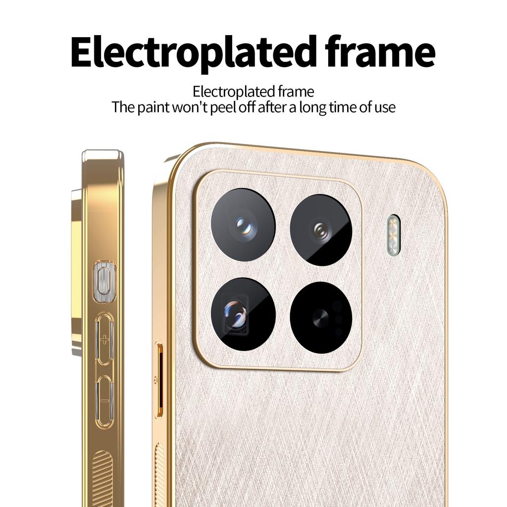 KADEM Чехол для Xiaomi 15 Pro Гальваническое покрытие Шелковистая текстура ПУ+ТПУ Задняя крышка телефона