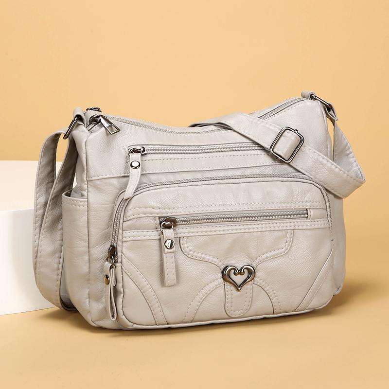 Damen Umhängetasche Große Kapazität Mehrschichtig Weiches Leder Mittelalterliche Muttertasche