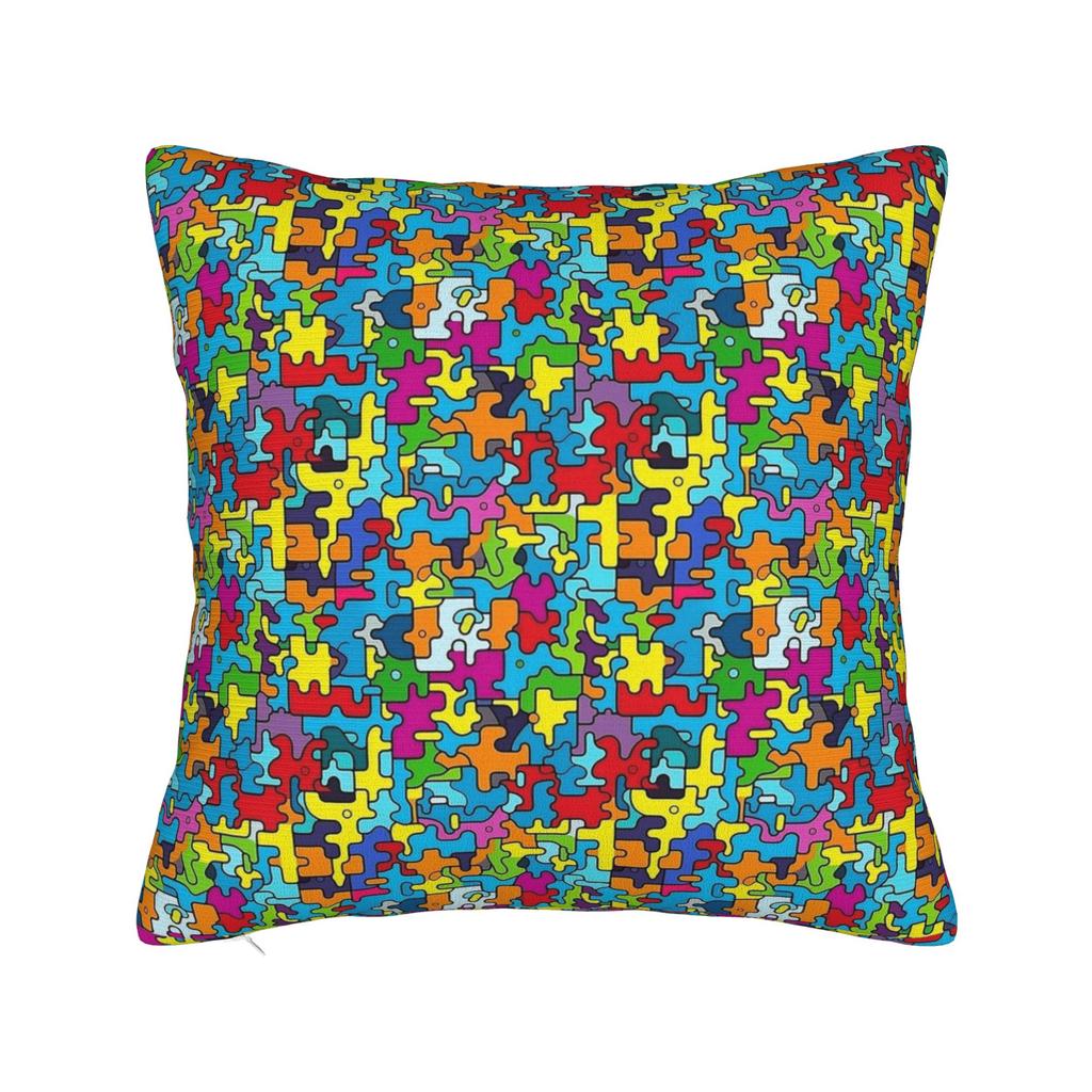Autism Awareness Blue Puzzle Piece Pattern Pillow Case Graphic Pillow Cover For Sofa Bedroom Home Decor Fashion Pillowcases