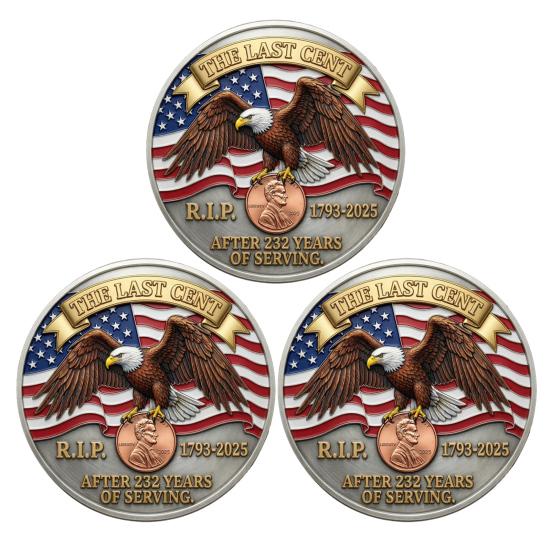 1/2/3/4/5Pcs The Last Cent Collectible Coin American Flag Eagle Final Cent Souvenir Coin Memorial Token History Buffs Collectors Enthusiasts Keepsake