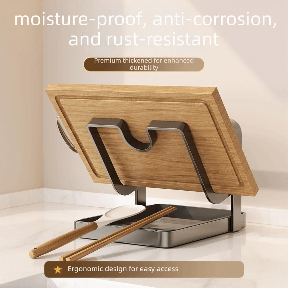 Double Layer Pot Lid Rack Large Capacity Non-Slip Cutting Board Holder Draining U-Groove Utensil Placement Stand Home Kitchen