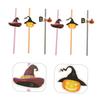 NUOLUX 72-Pack Halloween Decorative Straws, Party Paper Straws with Cute Pumpkin and Witch Hat Designs, Creative Drinking Straws
