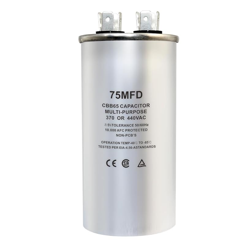 CBB65 Circular Run Capacitor, 450VAC 5 uf/MFD 50/60Hz Round Start Capacitor - Very Suitable for Air Conditioning, Fan Capacitor, Etc. (5 Uf)