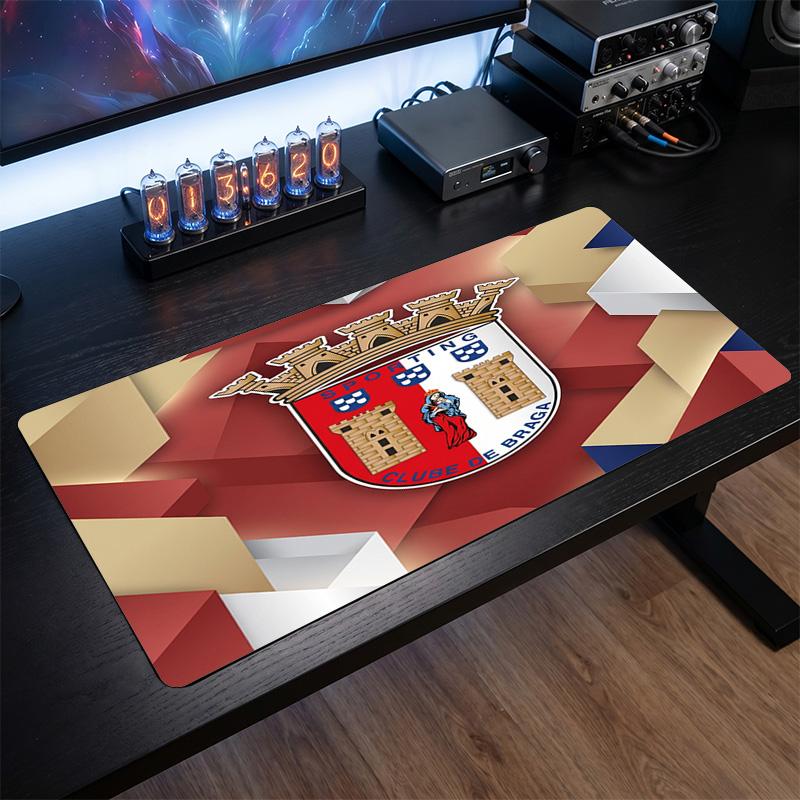Braga FC Theme Pattern Mouse Pad, Soccer Logo Design XXL Gaming Desk Mat Non-Slip Computer Mouse Pad