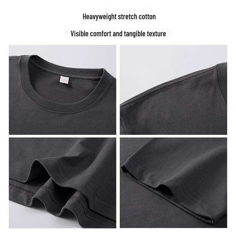 290G National Trend Men's Drop Shoulder Cotton T-shirt – Custom LOGO, Round Neck, Loose Fit, Solid Color