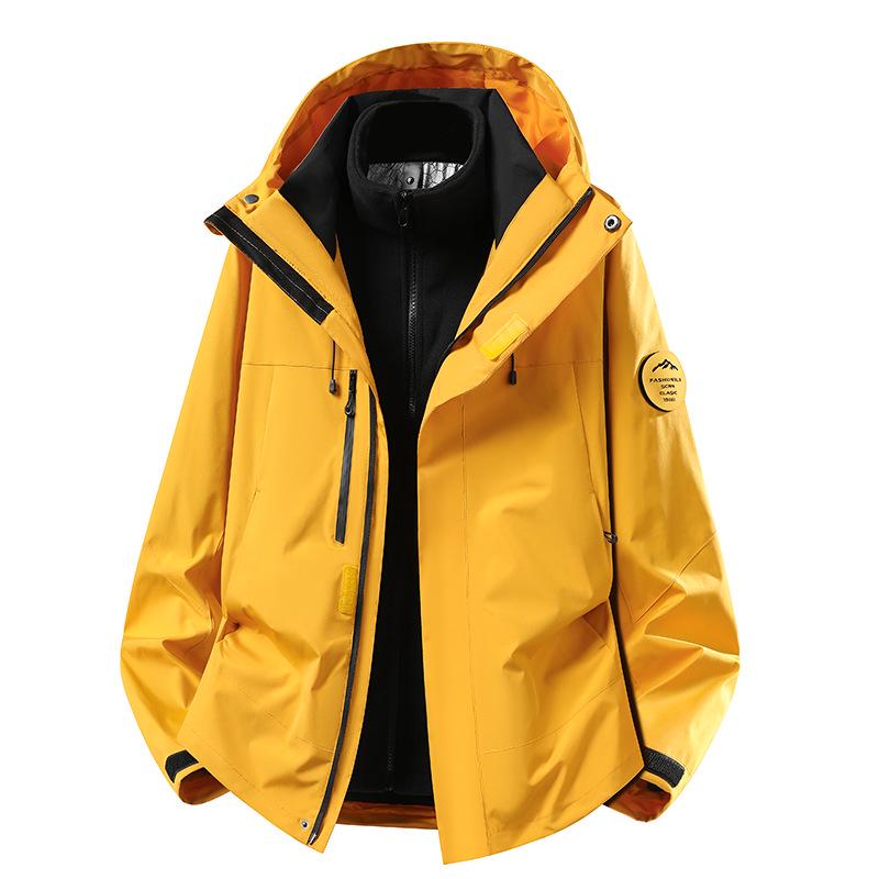 Camel Unisex 3-in-1 Mountaineering Jacket: Graphene-Lined, Windproof, Waterproof, and Warm, New Style, Two-Piece Set.