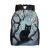 Cherry Blossom Black Cat Backpack Youth Print Backpacks Polyester Kawaii High School Bags Workout Colorful Rucksack