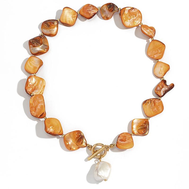 Retro Seestern Weiße Muschel Kauri Anhänger Halskette Damen Schlicht Kreativ Bunte Steine Handgewebt Strand Schmuck Mädchen