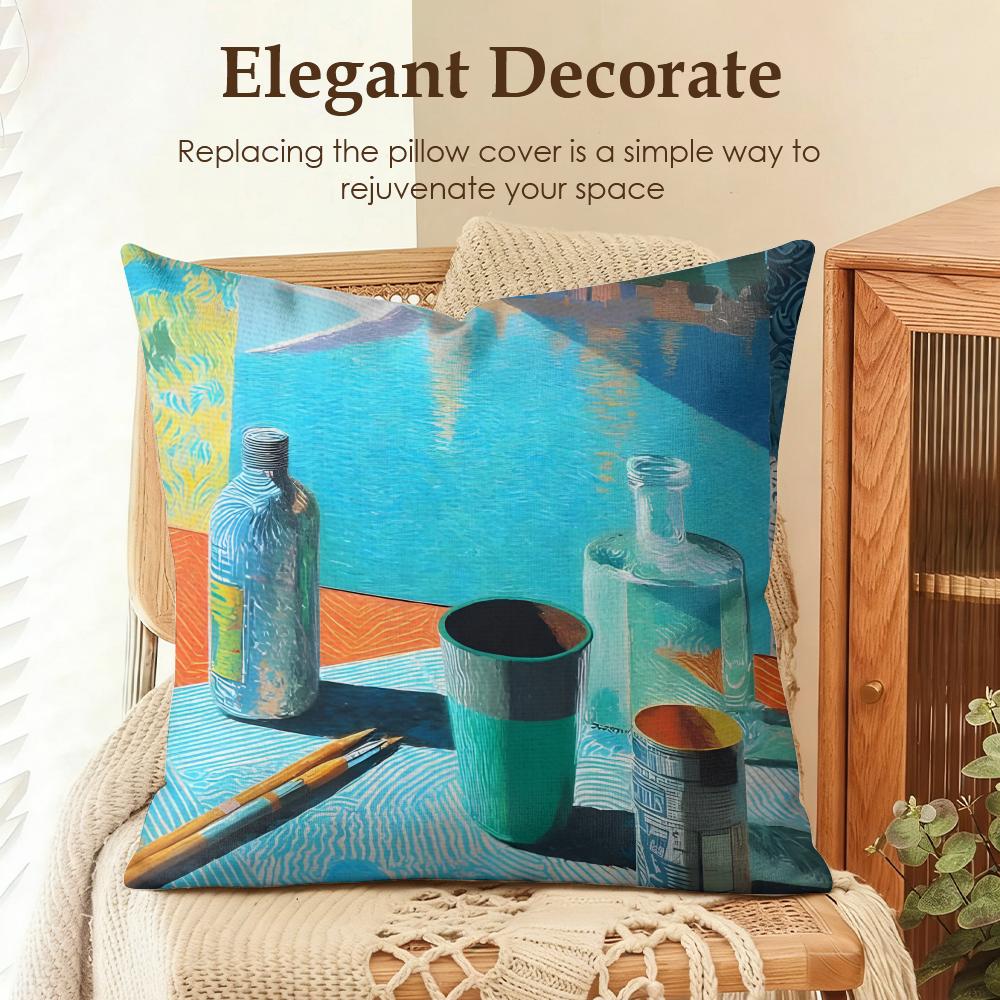 Art DDavid Hockney Cushion Cover Natural Linen Organic Fabric DoubleSided Printing Sofa Home Decor Gift Pillow Case