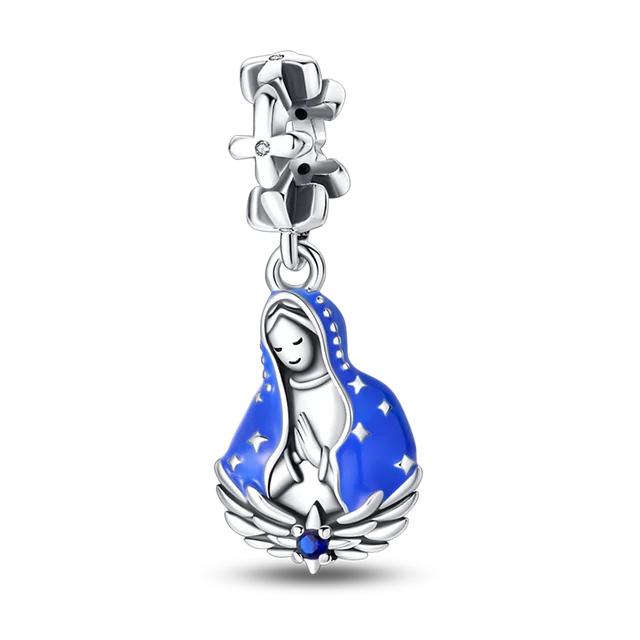 925 Sterling Silver Our Lady Charms Bead The Virgin Mary Dangle Fit Original Fashion Bracelet Necklace Pendants Jewelry Marking