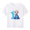 Disney Frozen Elsa Number Print Kids Cotton T-Shirt Girls Boys Breathable Short Sleeve Tee Cartoon Fashion Children's Clothes