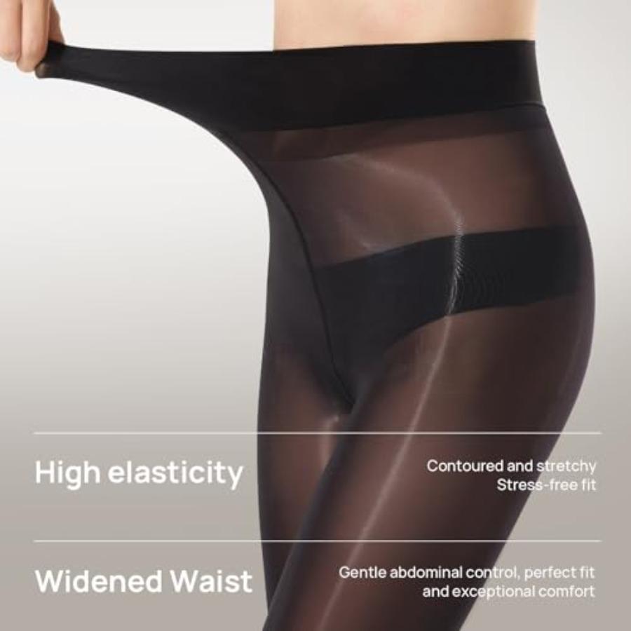 Manzi Women'S Shiny Pantyhose Sheer Shimmer Tights High Waist Oil Shimmery Ultra Silky Nylons Pantyhose