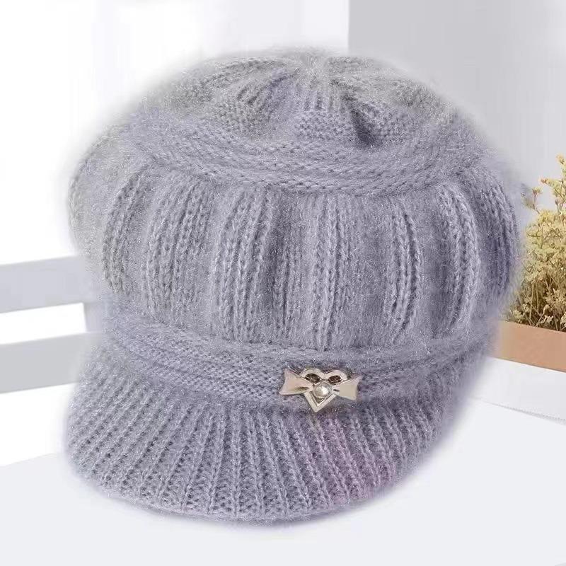 Winter Thickened Warm Knitted Hat, New Plush Old Lady Wool Hat, Women's Duck Tongue Ear Protector
