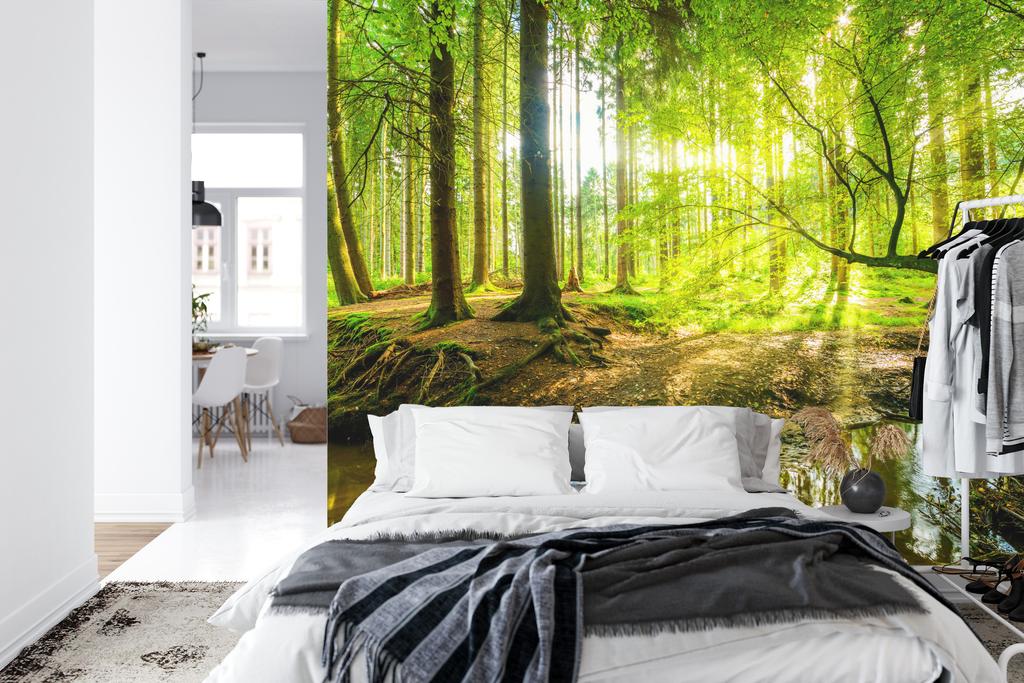 Photomural Beautiful Forest Landscape In Spring In 3D Effect Structural Vinyl 416x254