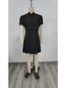 2026 Summer Stand Collar Puff Sleeve High Waist Dress for Women – Trendy European & American Style