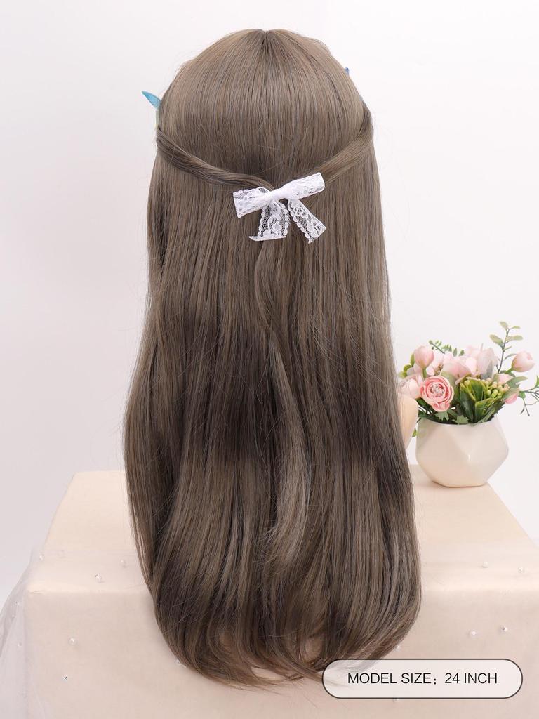 Lolita Long Straight Blue Wood Grey Hairband Synthetic Wig