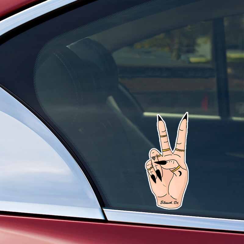 JT113#8x18cm Glossy Witchy Peace Sign Decal Durable & Perfect for Vehicles, Laptops & Smooth Surfaces – Personalize with Magic