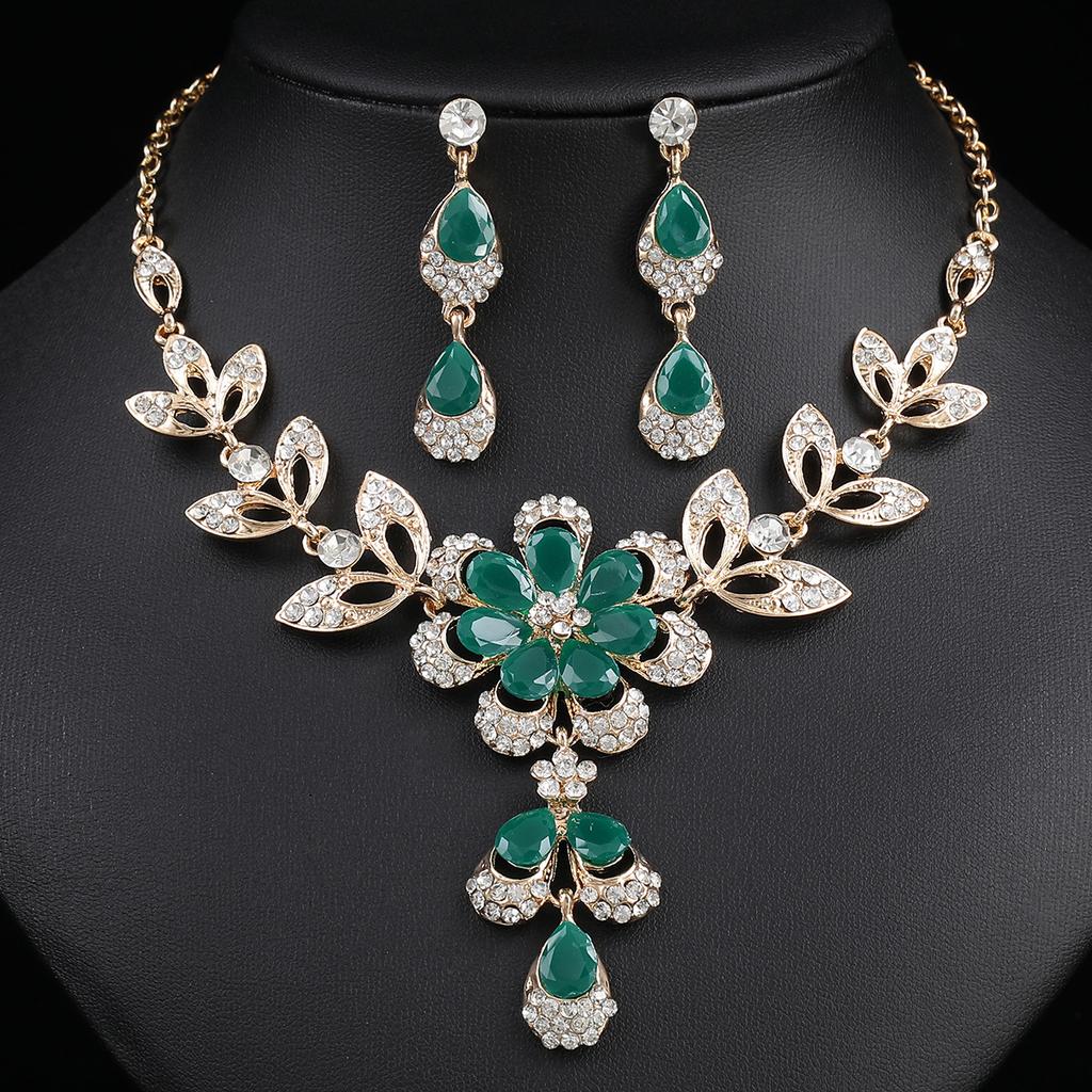 Necklace Set Bridal Vintage Versatile Flower Shape Diamond Collarbone Chain