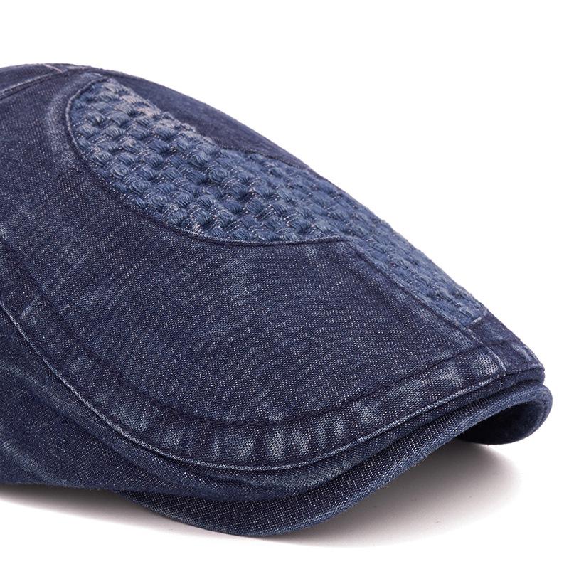 Herbst Schirmmütze Herren Britische Vintage Schiebermütze Denim Kappe Baskenmütze
