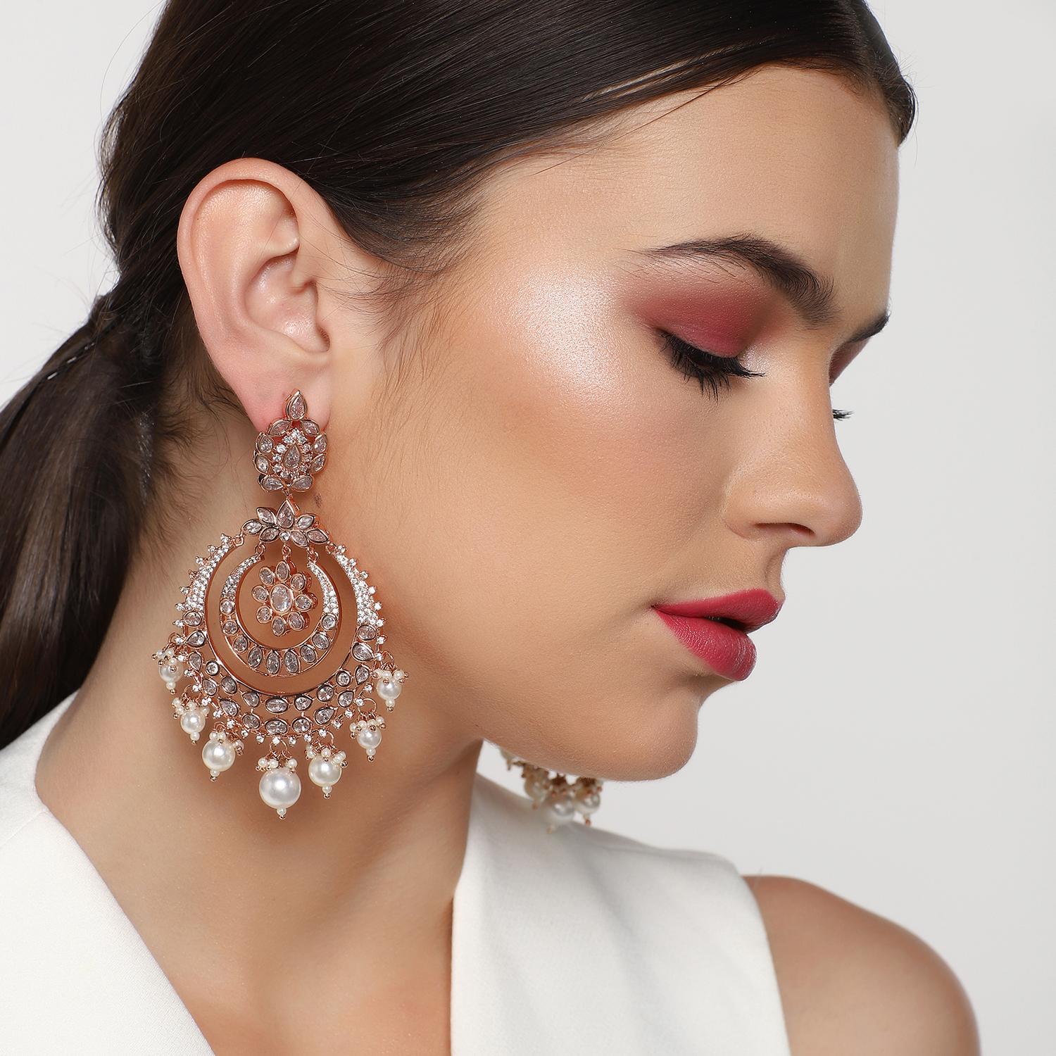 

Позолоченные серьги Estele CZ Maharani Chandbali для женщин