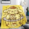1PC Pompompurin Print Flannel Blanket, High quality All Seasons, Home Decor, Warmth and Comfort, Perfect for Christmas Gifts