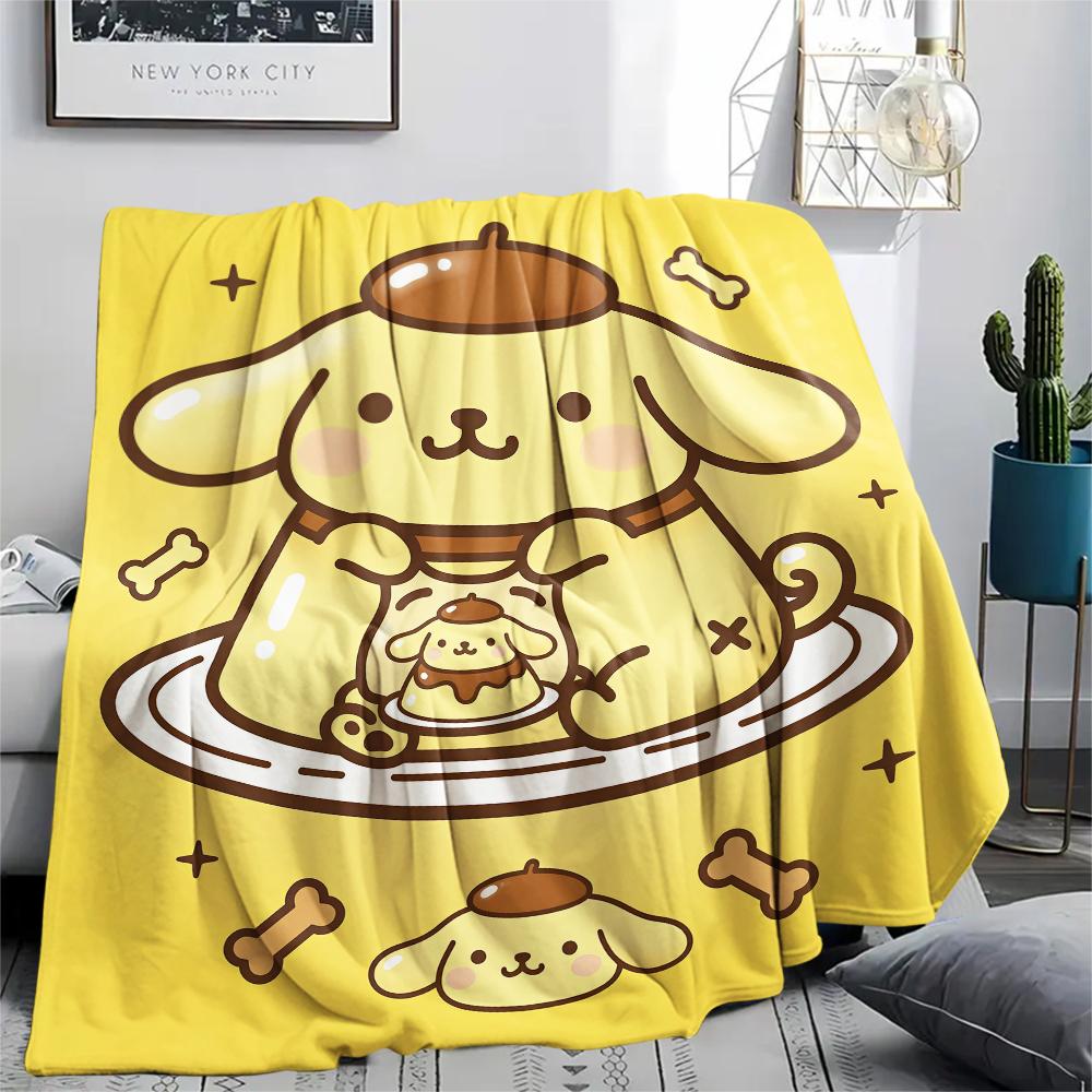 1PC Pompompurin Print Flannel Blanket, High quality All Seasons, Home Decor, Warmth and Comfort, Perfect for Christmas Gifts