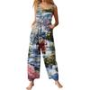 Womens Casual Overalls Jumpsuits Adjustable Straps Sleeveless Print Comfy Rompers With Pocket
