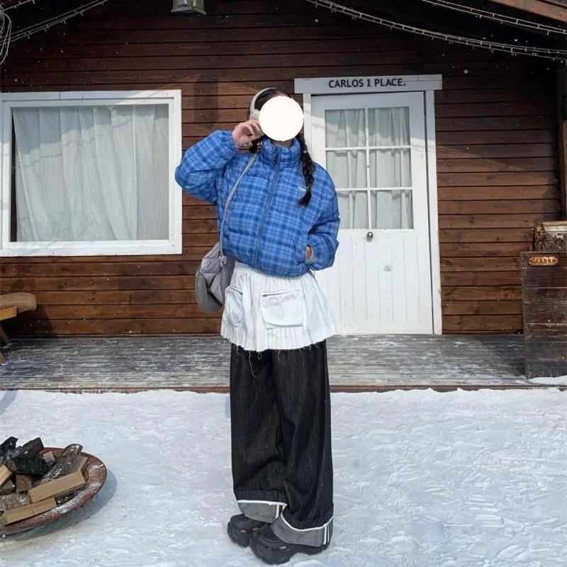 

Европейский колледж стиль милый короткий розовый клетчатый воротник-стойка хлопковая одежда женская зима новая теплая модная холодная куртка L