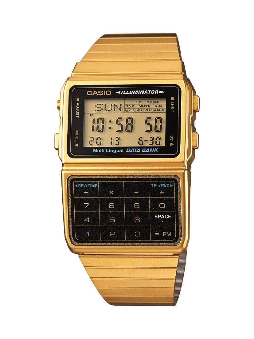 Casio DATABANK Quartz Watch DBC611G-1VT Gold Stainless Steel Strap