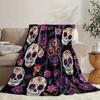 1pc Halloween Creative Skull Floral Print Flannel Blanket Suitable for Bed Sofa Office and More Soft Warm Halloween Gift Decoration