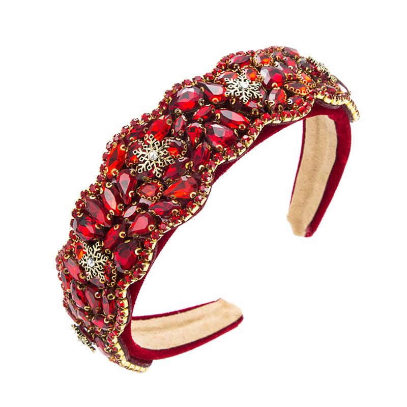 Haarband für Damen im Barock-Vintage-Stil, wunderschöne farbige Glasdiamanten mit Schneeflocke, personalisiertes, super blinkendes Stirnband-Zubehör