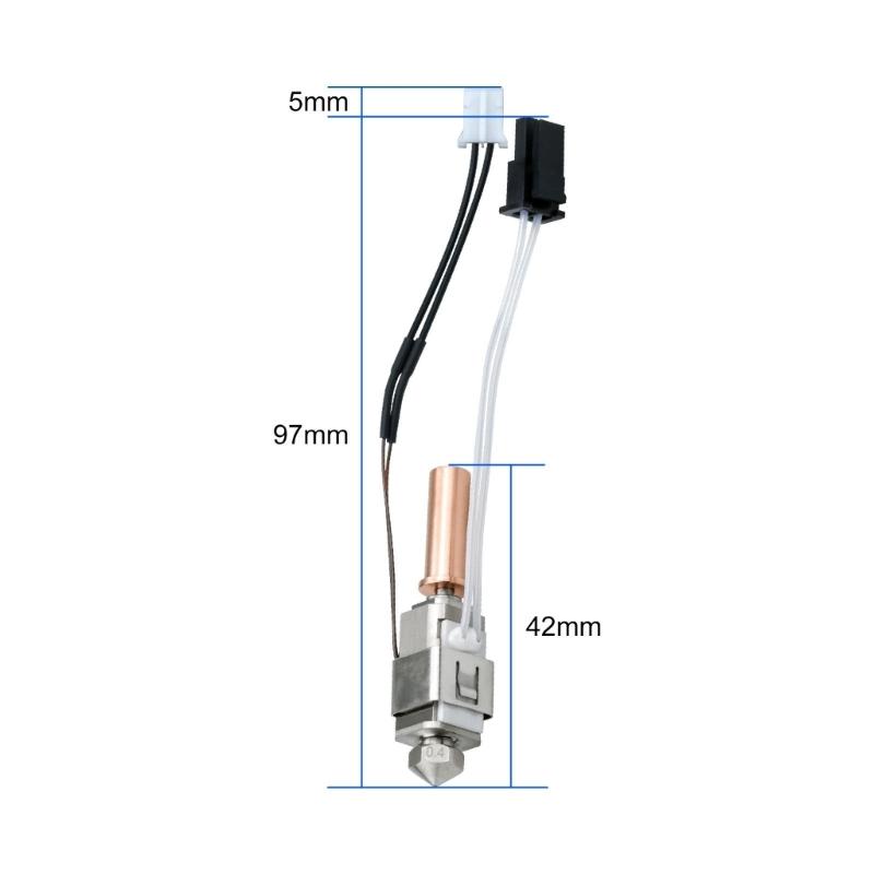 For 2 Ceramic Heating Block Kit All Metal Nozzle Hot End Print Head Kit 0.4mm Print Hot End for 2 High Temperature