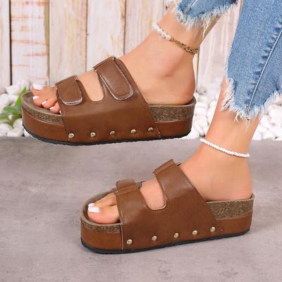 Damen Hausschuhe Korkfußbett Absätze Plateau Sandalen 2024 Neue Damen Pantoletten Sommer Hausschuhe Pantoletten Damen Zapatillas Mujer