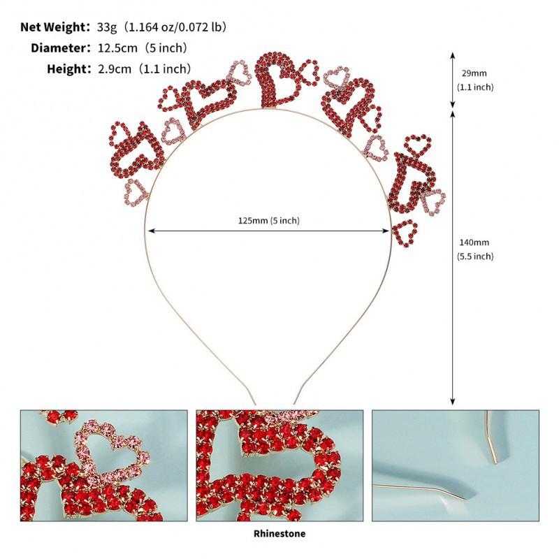 

Valentine s Day Headband Dance Party Headgear Personalized All-match Jewelry Red Love Alloy Rhinestones Women