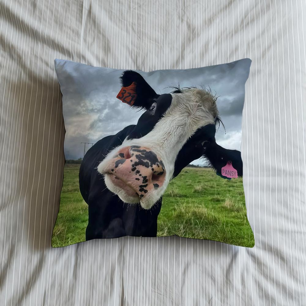 Poduszka Czarna Poszewka Biała Miękkie Etui Sofa Zabawny Salon Holsteinski Dom Wygodny Biuro Wystrój Ochronny Krowy Poduszka