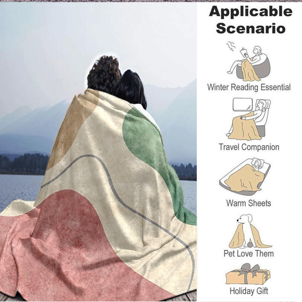 1Pc Abstract Colorful Shapes Blanket Soft And Comfortable Casual Warm Camping Travel Christmas Halloween Xmas Gift M92839