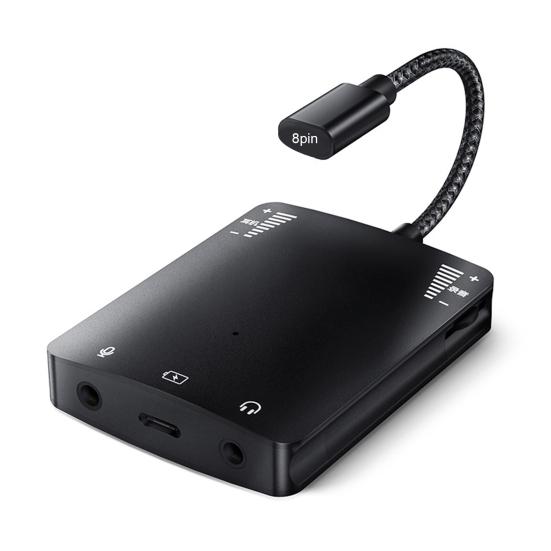 

1 комплект аудиоадаптера быстрого интерфейса, стабильная передача, компактный размер, универсальный внешний звук с функцией Plug-and-Play Lightning fpr Apple чёрный