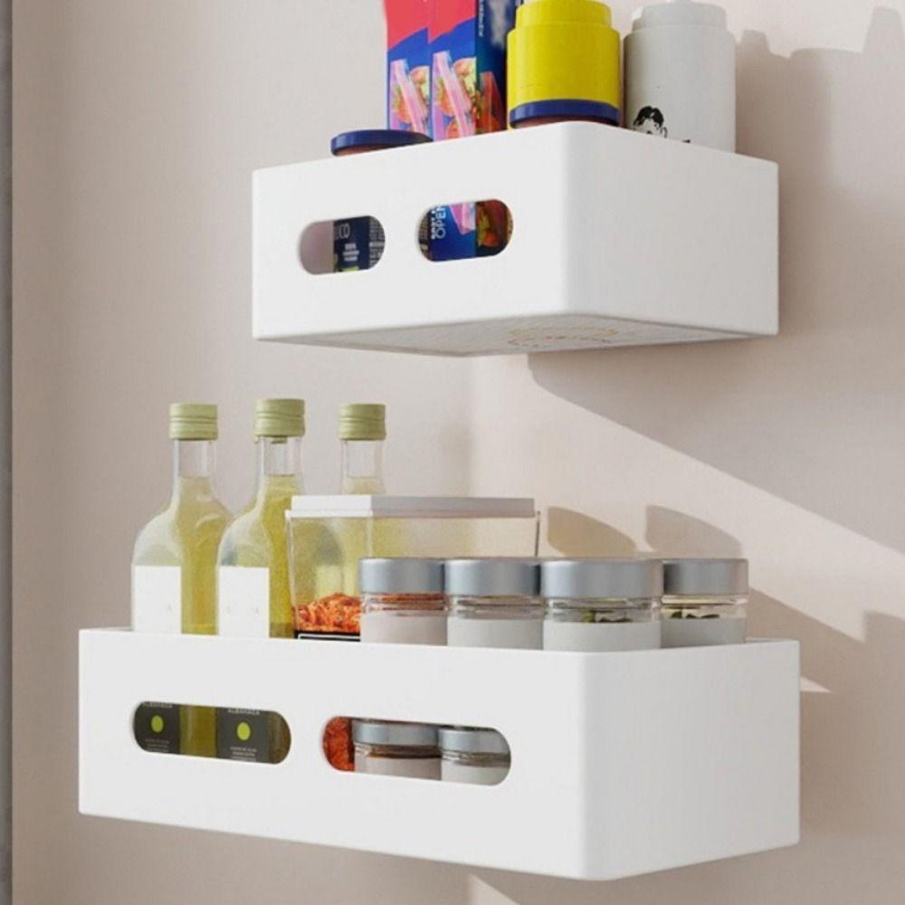 Carbon Steel Refrigerator Side Storage Rack Punch Free Refrigerator Rack Kitchen